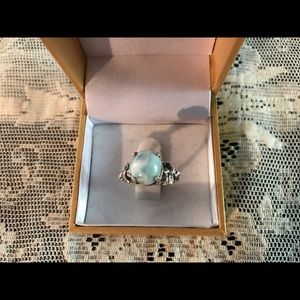 VINTAGE 925 LARIMAR ANGEL FAIRY RING SIZE 6 1/4